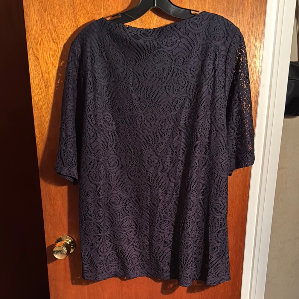 Women's Navy Lace Top - Picture 3 of 3
